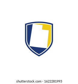 Utah Map and Shield Logo Icon Template 001