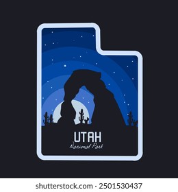 Mapa de Utah con la silueta del Parque Nacional Arches Perfecto para imprimir, vestir, etc