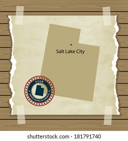 Utah map with stamp vintage vector background