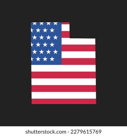 Utah. Mapa del estado y la bandera estadounidense. Ilustración vectorial.
