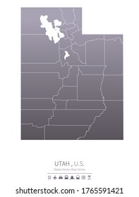 utah map. us states vector map series. united states map background.