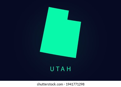 Utah Map - USA, United States of America map, World map vector template with green color gradient isolated on dark background - Vector illustration eps 10