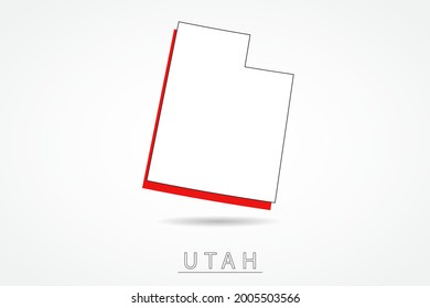 Utah Map - USA, United States of America map, World Map International vector template with red and outline graphic sketch style isolated on white background - Vector illustration eps 10