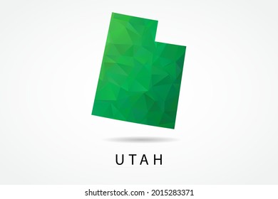 Utah Map - USA, United States of America map, World Map International vector template, low polygon style with green color isolated on white background - Vector illustration eps 10