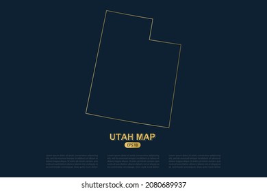 Utah Map - USA, United States of America Map vector with thin gold outline graphic sketch style isolated on dark background for card design, poster, banner - Vector illustration eps 10