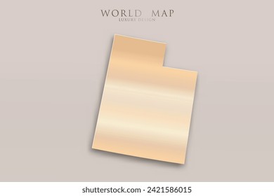 Utah Map - USA, United States of America Map vector template with 3D, gold luxury design including shadow on bright background for design, education, website - Vector illustration eps 10