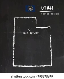 Utah map, vector drawing on blackboard