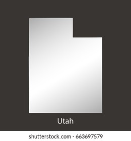 Utah map,border with chrome,metal shine gradient. Vector illustration