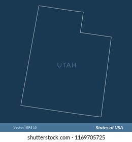 Utah - Outline States of USA Vector Template, stroke editable Illustration Design. Vector EPS 10.