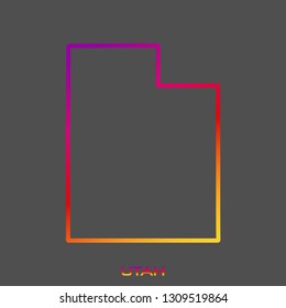 Utah purple red yellow fluid gradient outline map, stroke. Line style. Vector illustration