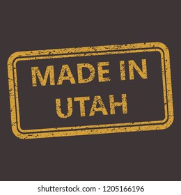 Utah rubber stamp with grunge old distressed aged texture. Orange seal of  production location