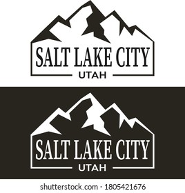 UTAH SALT LAKE CITY mountain logo vector , Mountain City Logo, Design Vector Logo