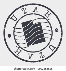 Utah Stamp Postal. Map Silhouette Seal. Passport Round Design. Vector Icon. Design Retro Travel.