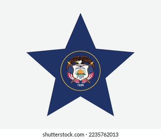 Utah Star Flag. UT USA Five Point Star Shape State Flag. Utahn Utahan US Banner Icon Symbol Vector Flat Artwork Graphic Illustration