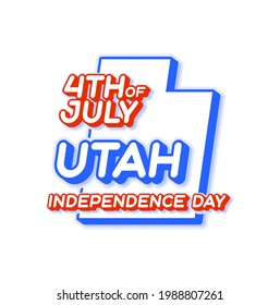 estado utah 4 de julio Día de la Independencia con mapa y la forma 3D del color nacional de los EE.UU. Ilustración vectorial del estado de EE.UU.