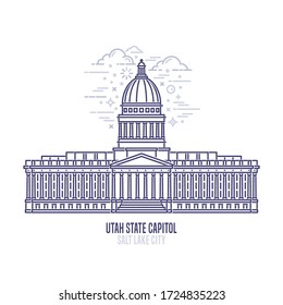 Utah State Capitol located in downtown of Salt Lake City. The state capitol building and government of U.S. state Utah . The great example of classical revival style. City sight linear vector i