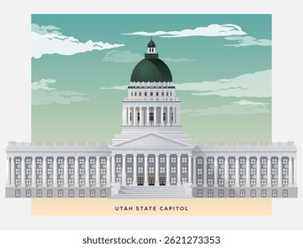 Capitolio del Estado de Utah - Salt Lake City - Utah - Ilustración de stock como archivo EPS 10