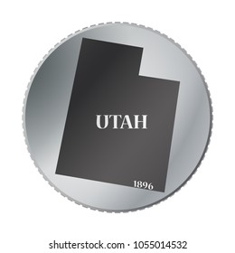 A Utah state coin isolated on a white background