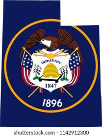 Utah State Flag Seal Love Heart United States America American Illustration