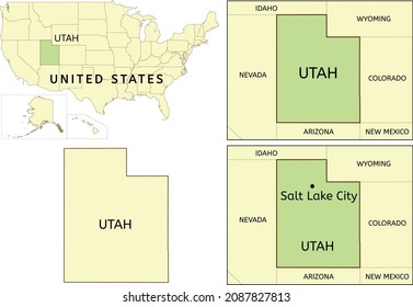 Utah state location on map of USA