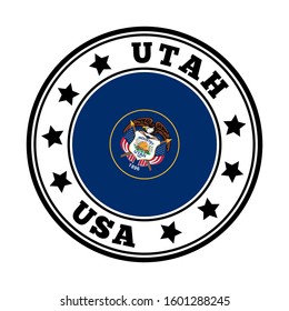 Utah state logo with flag, vector illustration symbolizing state pride.