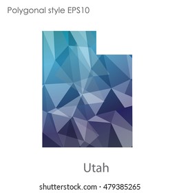 Utah state map in geometric polygonal,mosaic style.Abstract gems triangle,modern design background. Vector illustration EPS10
