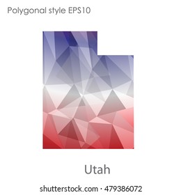 Utah state map in geometric polygonal,mosaic style.Abstract gems triangle,modern design background. Vector illustration EPS10