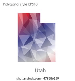 Utah state map in geometric polygonal,mosaic style.Abstract gems triangle,modern design background. Vector illustration EPS10