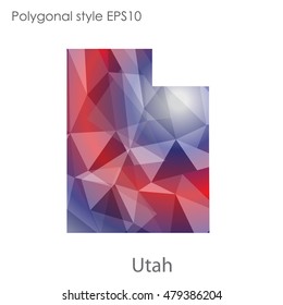 Utah state map in geometric polygonal,mosaic style.Abstract gems triangle,modern design background. Vector illustration EPS10