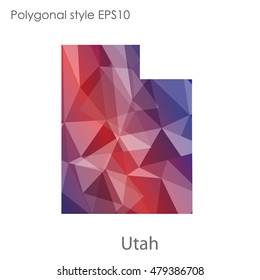 Utah state map in geometric polygonal,mosaic style.Abstract gems triangle,modern design background. Vector illustration EPS10