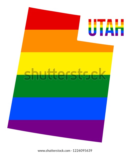 Utah State Map Lgbt Rainbow Flag Stock Vector Royalty Free