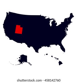 Utah State in the United States map