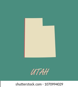 Utah state of US map vector outlines illustration in a three dimensional grunge background