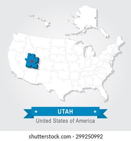 Utah state. USA administrative map.