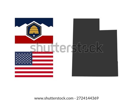 Utah state of USA. Utah territory and flag. States of America territory on white background. Separate states. Vector 