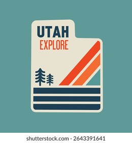 Utah Sunset Mountain Simple and Flat Design Perfect for Sticker, etc
