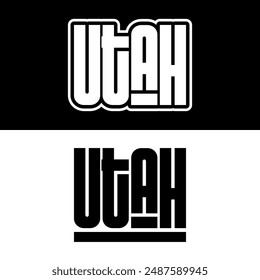 Vector de efectos de texto de Utah. Diseño de camiseta universitaria editable Vector de efecto de texto imprimible. Vector de efectos de texto en blanco y negro.	