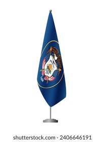Utah US flag on flagpole for official meetings, transparent background, vector