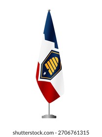 Bandera estadounidense de Utah en el asta de la bandera para reuniones oficiales, fondo transparente, Vector