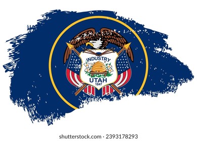 Utah US State brush stroke flag vector background. Hand drawn grunge style painted isolated banner.