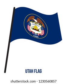 Utah (U.S. State) Flag Waving Vector Illustration on White Background. Flag of the United States of America.