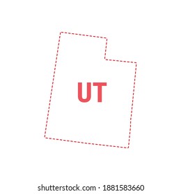 Utah US state map outline dotted border. Vector illustration. Two-letter state abbreviation.