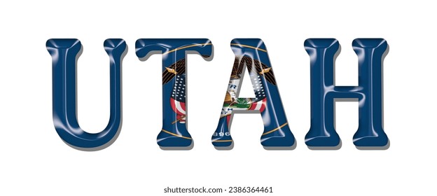 UTAH USA flag text font, 3D UTAH flag colorful background, UTAH flag vector illustration