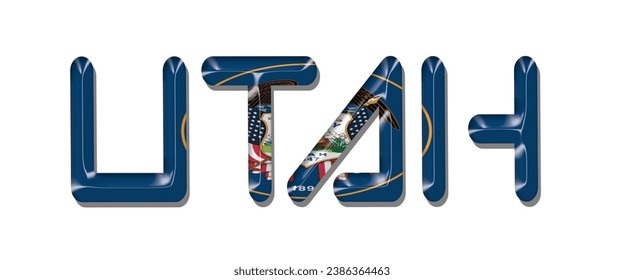 UTAH USA flag text font, 3D UTAH flag colorful background, UTAH flag vector illustration