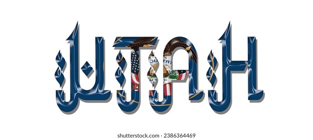 UTAH USA flag text font, 3D UTAH flag colorful background, UTAH flag vector illustration