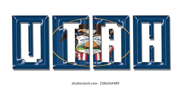 UTAH USA flag text font, 3D UTAH flag colorful background, UTAH flag vector illustration