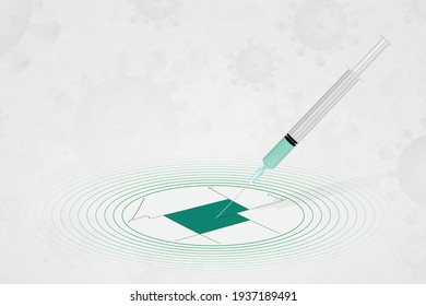 Utah vaccination concept, vaccine injection in map of Utah. Vaccine and vaccination against coronavirus, COVID-19. Vector template about Healthcare.