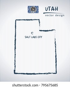 Utah vector chalk drawing map isolated on a white background