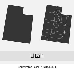 Utah vector maps counties, townships, regions, municipalities, departments, borders