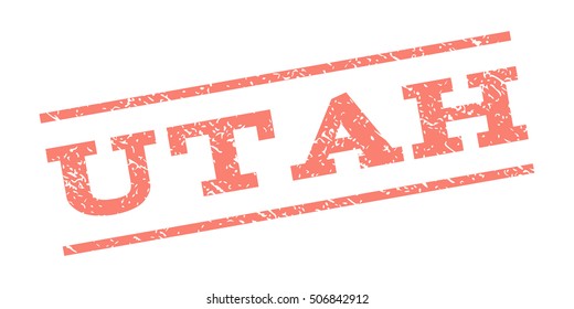 Utah watermark stamp. Text caption between parallel lines with grunge design style. Rubber seal stamp with unclean texture. Vector salmon color ink imprint on a white background.